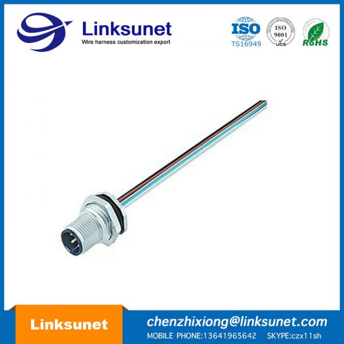 M8 / 12 - 4 PIN Female Plastic Wire Harness D Sub 37 Pin UL94 - V0 Multi Colors