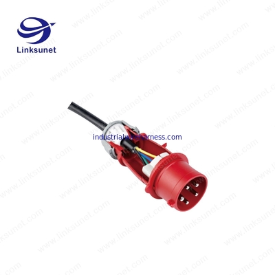 5PIN PE IP44 Plug MN3501 waterproof red / blue connector  Industrial Wire Harness