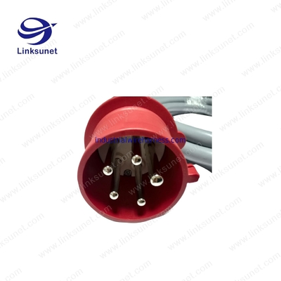 5PIN PE IP44 Plug MN3501 waterproof red / blue connector  Industrial Wire Harness