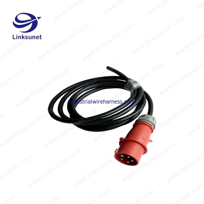 5PIN PE IP44 Plug MN3501 waterproof red / blue connector  Industrial Wire Harness