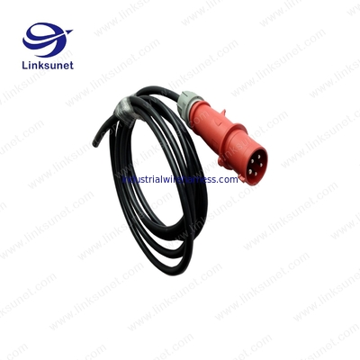 5PIN PE IP44 Plug MN3501 waterproof red / blue connector  Industrial Wire Harness