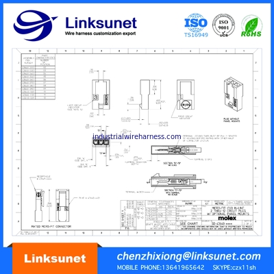 MOLEX 43640 - 0300 Male Female Electrical Connectors Single Row With Panel Mount Ears / Pitch 3.00mm