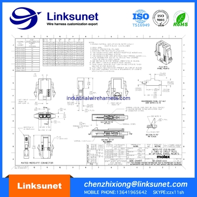 MOLEX 43640 - 0300 Male Female Electrical Connectors Single Row With Panel Mount Ears / Pitch 3.00mm